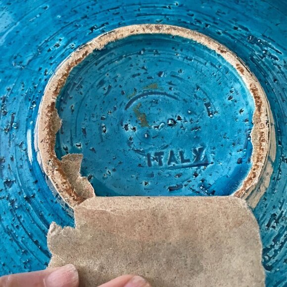 Aldo Londi Bitossi Lacrima Remini Blue 12.5" Ceramic Bowl Italy MCM Vintage RARE - Picture 5 of 9